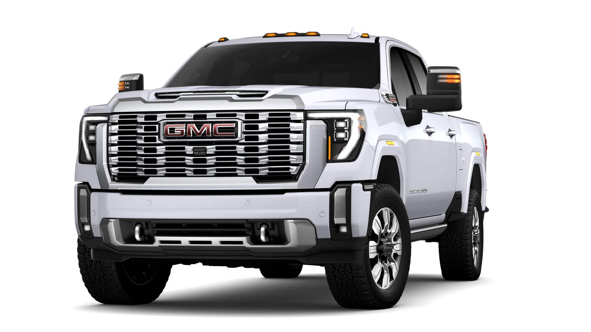 2026 GMC Sierra 2500 HD Denali in Glacier White Tricoat — front three-quarter view