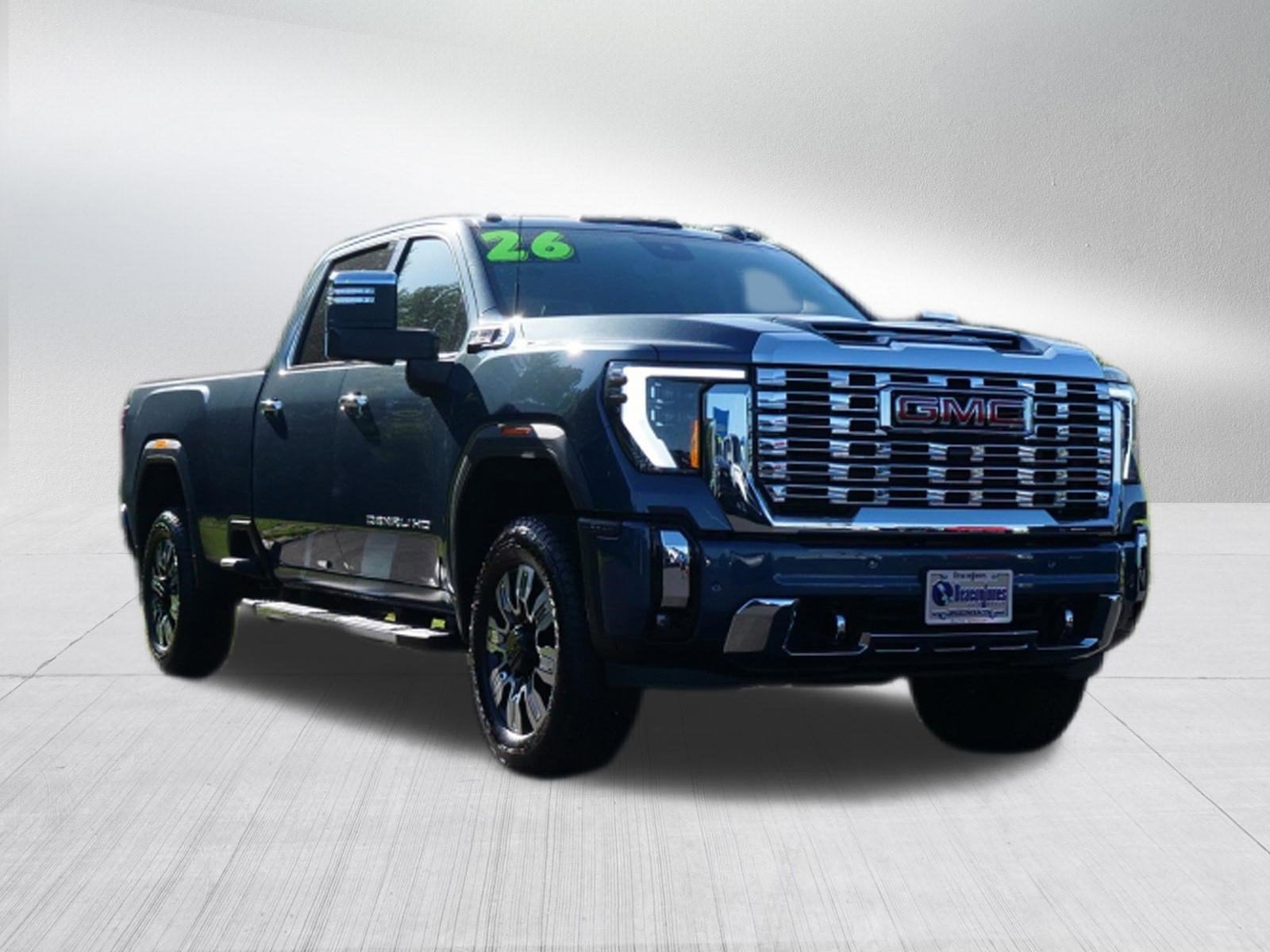 2026 GMC Sierra 3500 HD Denali in Downpour Metallic — front three-quarter view
